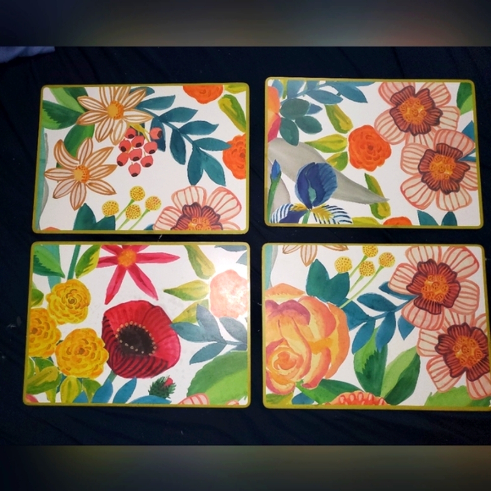 : MacKenzie Childs Flower design table mats set of 4 read description